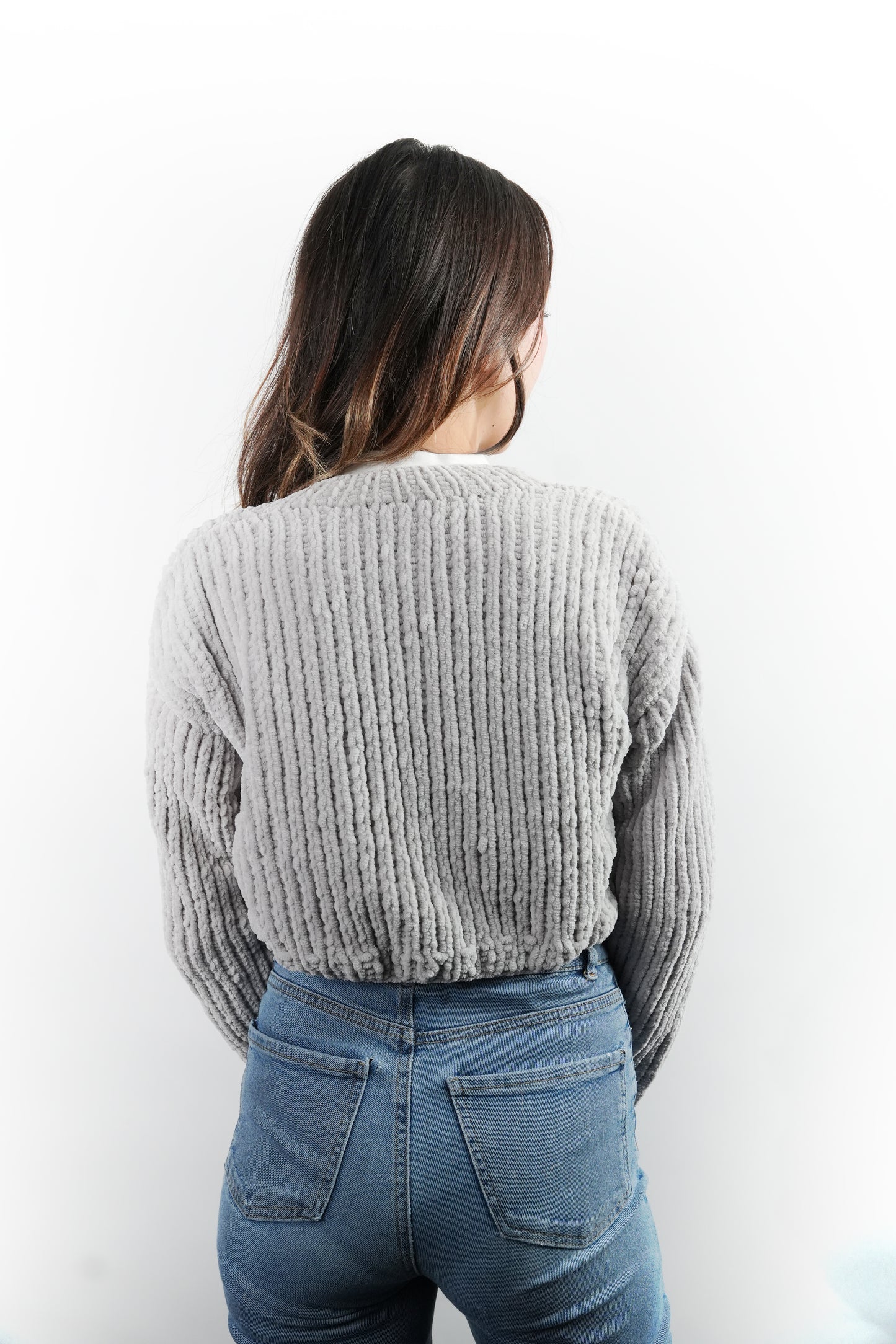 El Yapımı Ultra Yumuşak Kalın Rahat Örgü Kadın Kısa Hırka