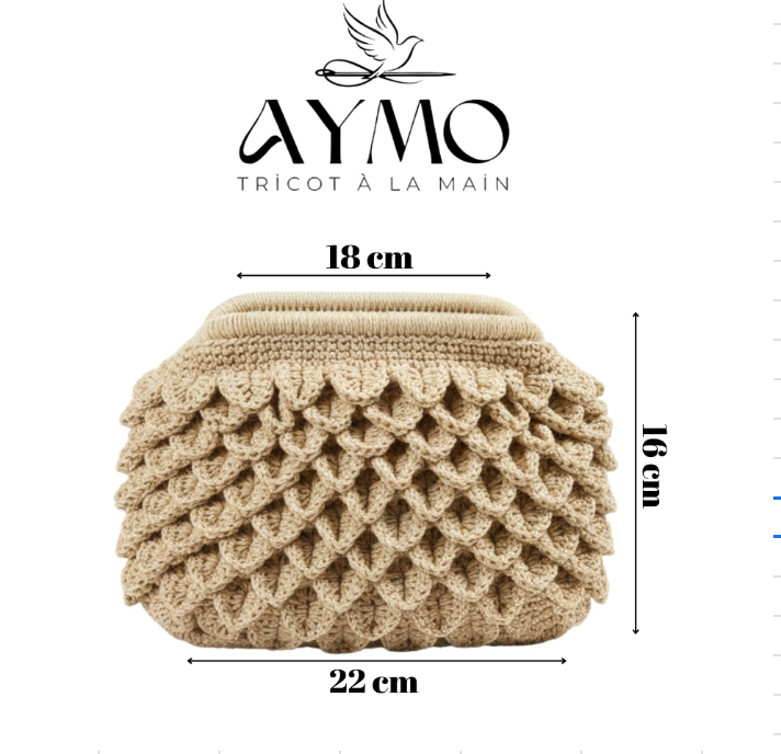 Kahverengi Tığ İşi Çerçeve Çantası