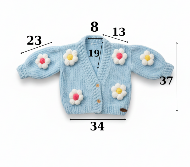 El Yapımı Mavi Papatya Hırka