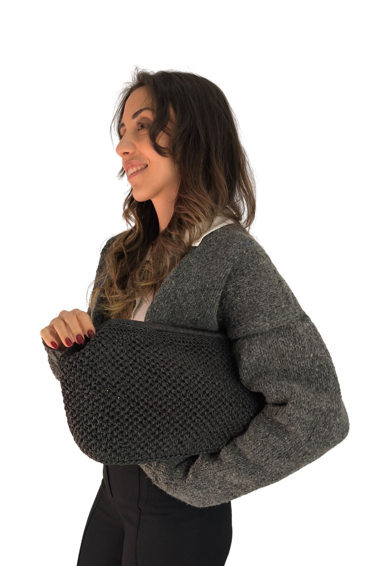 El Örgüsü Geniş Burslu Clutch Çanta