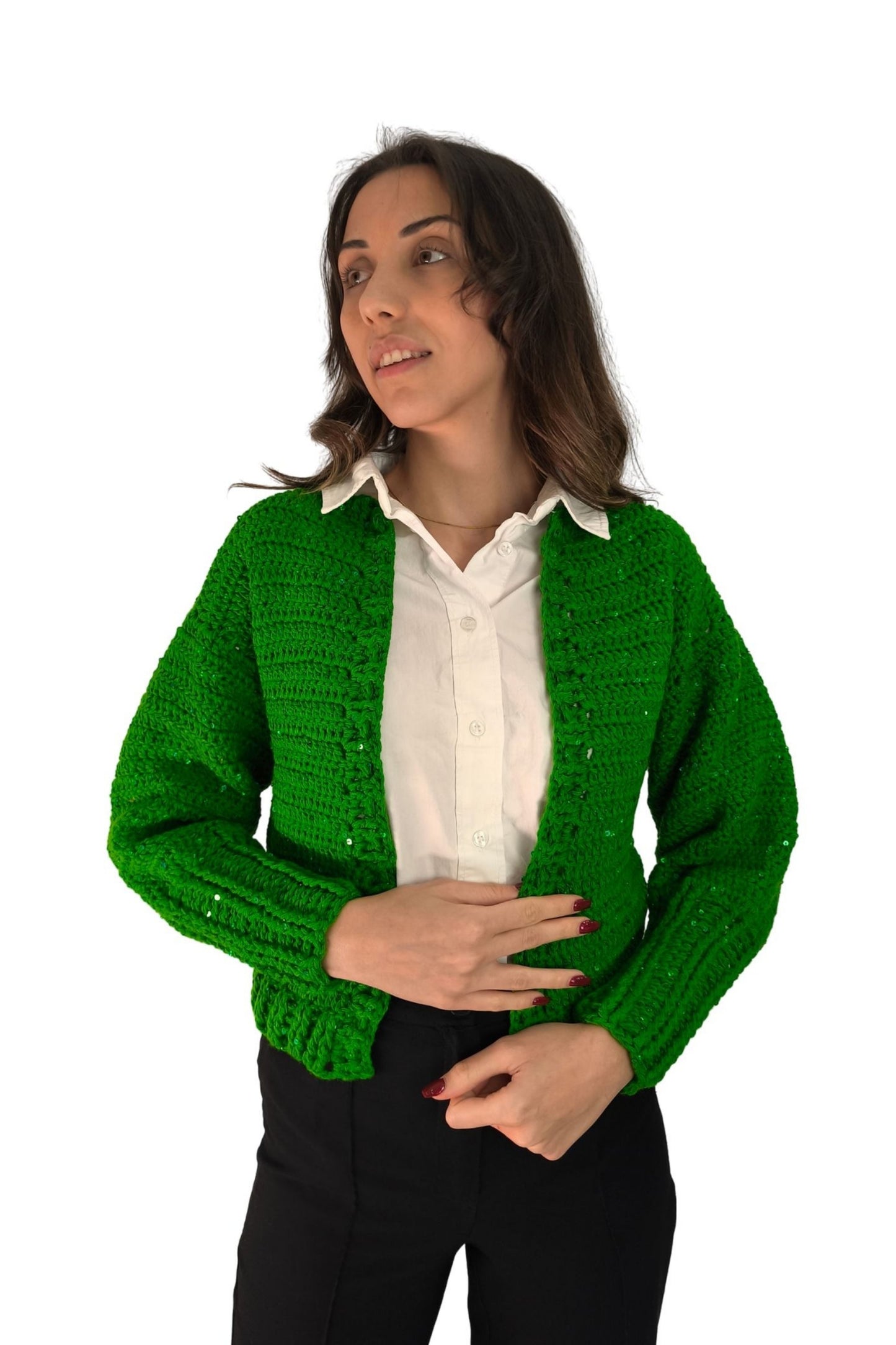 Koton Yeşil El Örgüsü Hırka