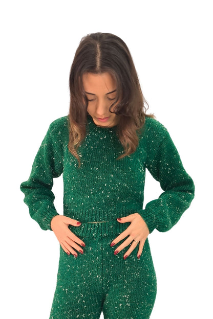 El Örgüsü Yeşil Triko Alt-Üst Takım