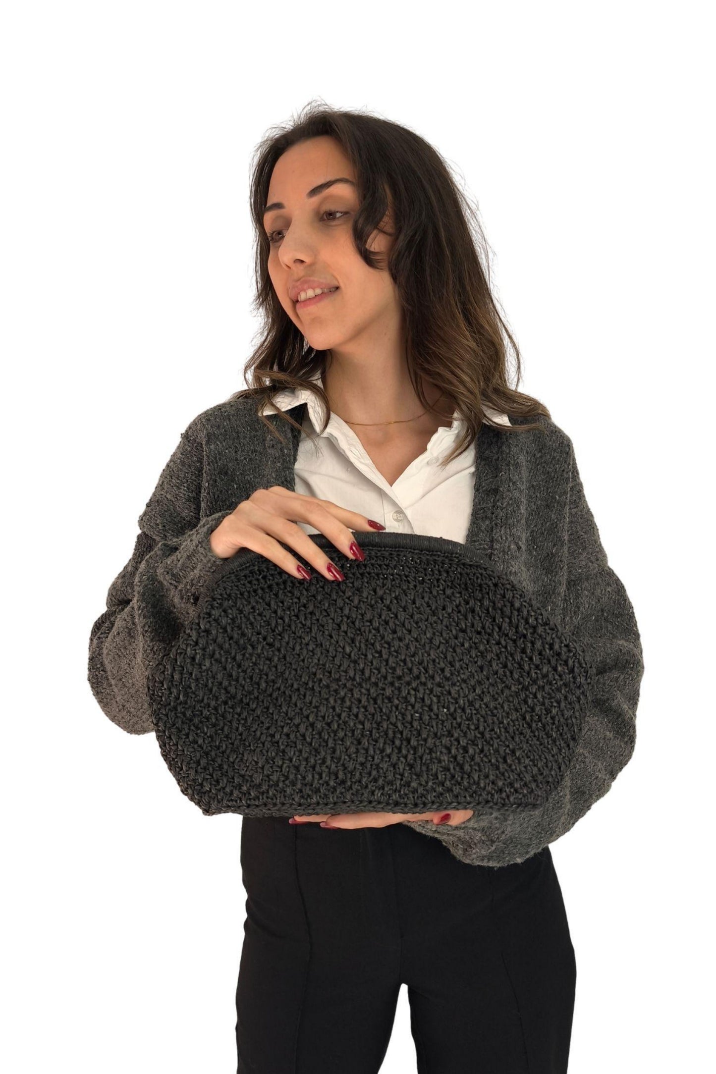 El Örgüsü Oval Burslu Clutch Çanta