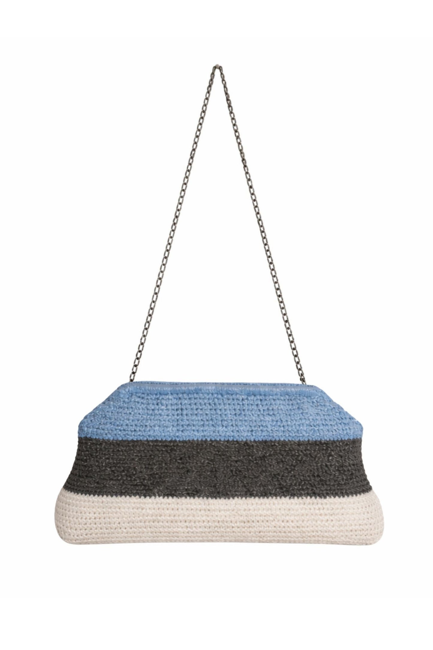 Üç Renkli El Örgüsü Zincir Askılı Çanta