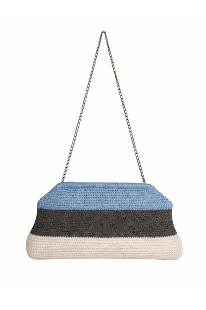 Üç Renkli El Örgüsü Zincir Askılı Çanta