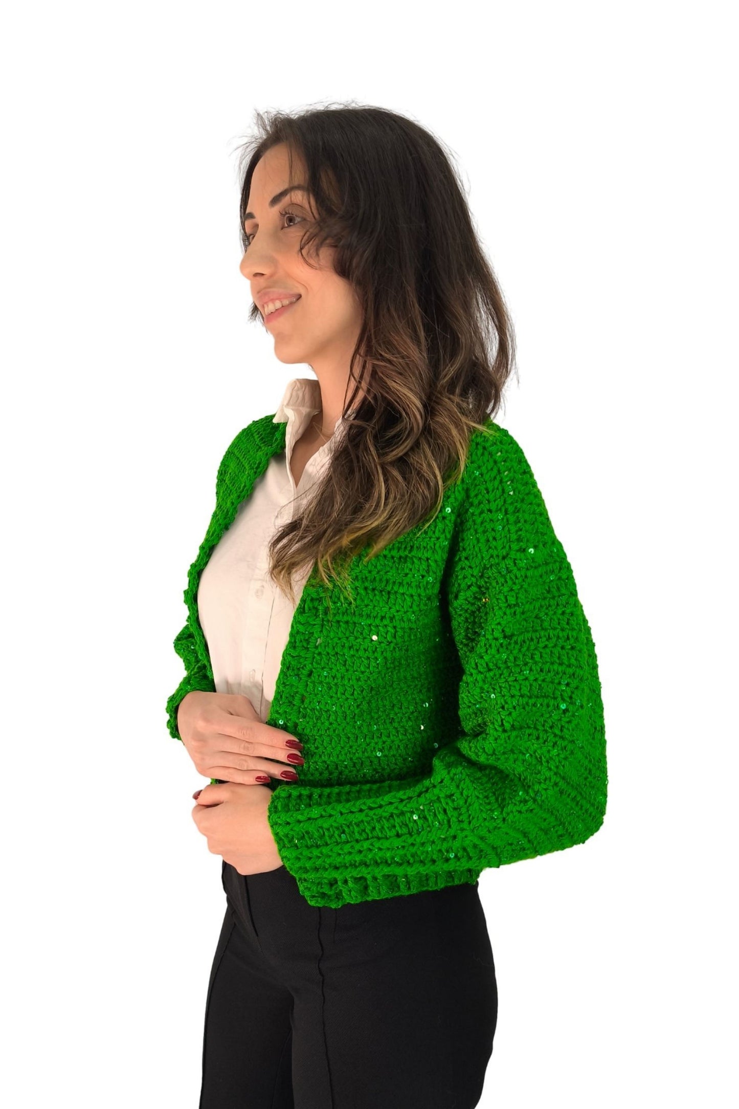 Koton Yeşil El Örgüsü Hırka