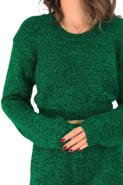 Doğal Dokulu Yeşil Triko Takım