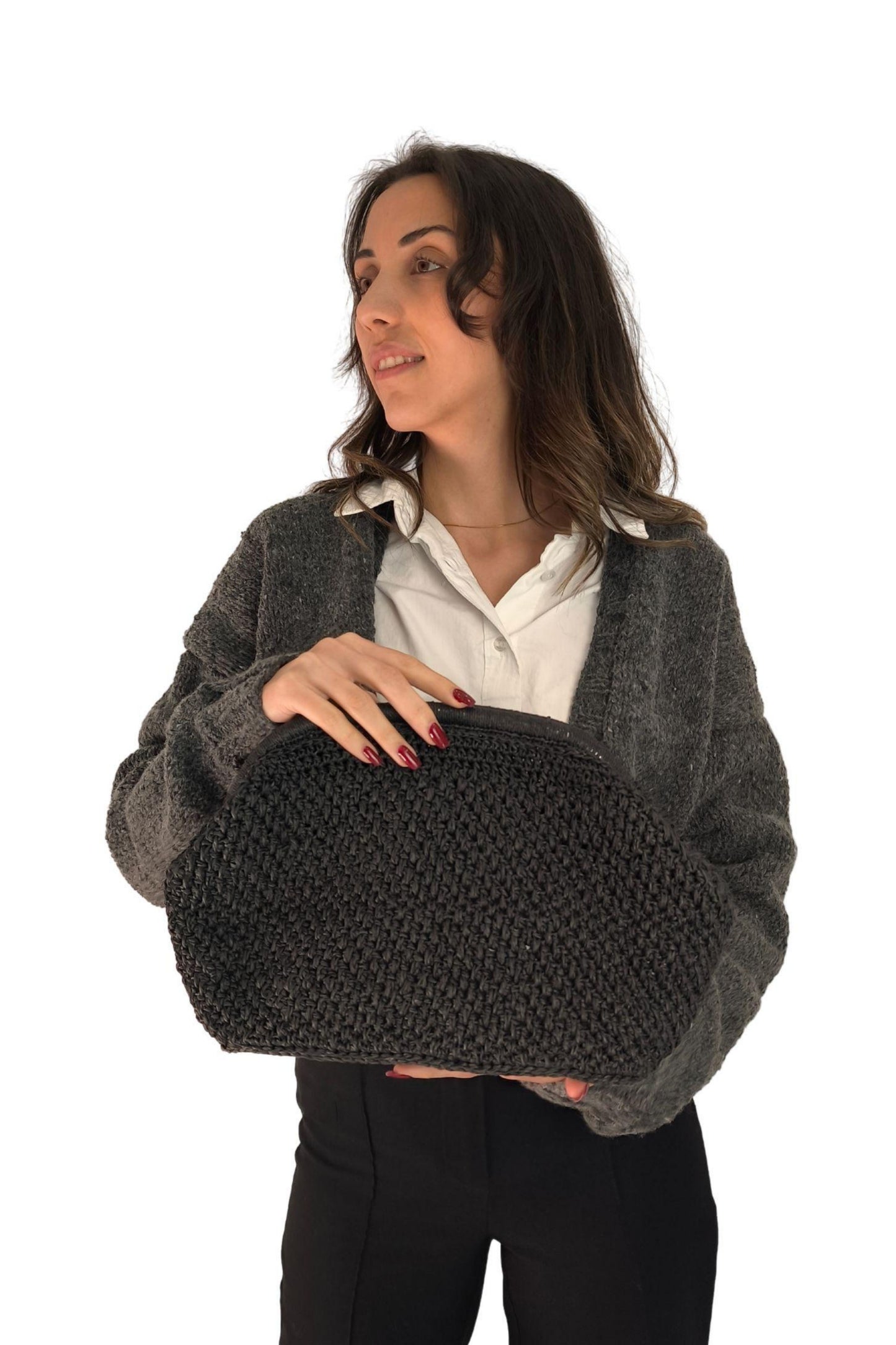 El Örgüsü Oval Burslu Clutch Çanta