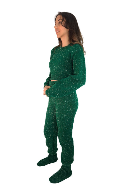 El Örgüsü Yeşil Triko Alt-Üst Takım