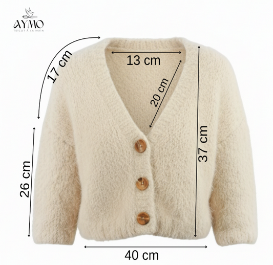 Rahat Tüylü El Yapımı Yumuşak Kabarık Kadın Kısa Örgü Hırka