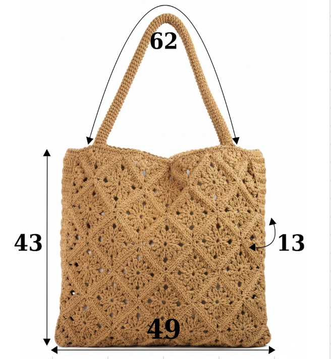El Yapımı Kağıt İplik Motifli Tote Çanta