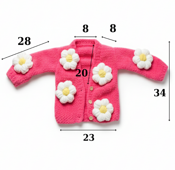 El Yapımı Pembe Papatya Hırka