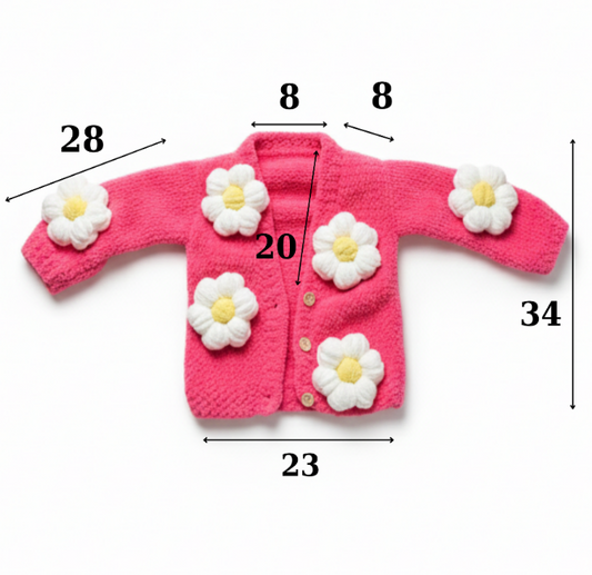 El Yapımı Pembe Papatya Hırka