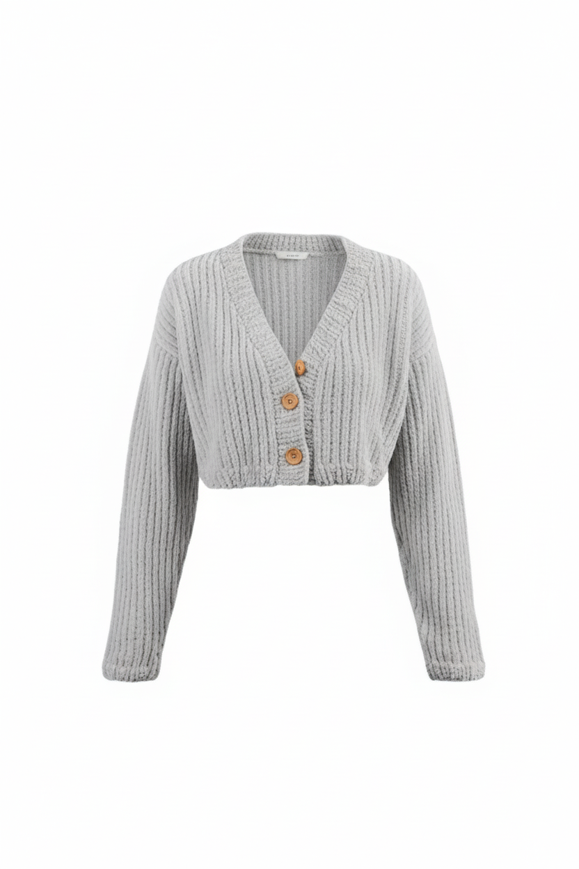 El Yapımı Ultra Yumuşak Kalın Rahat Örgü Kadın Kısa Hırka