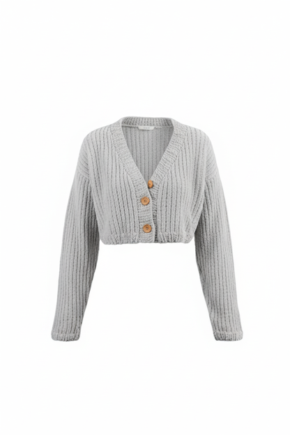 El Yapımı Ultra Yumuşak Kalın Rahat Örgü Kadın Kısa Hırka