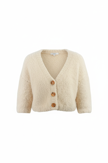 Rahat Tüylü El Yapımı Yumuşak Kabarık Kadın Kısa Örgü Hırka