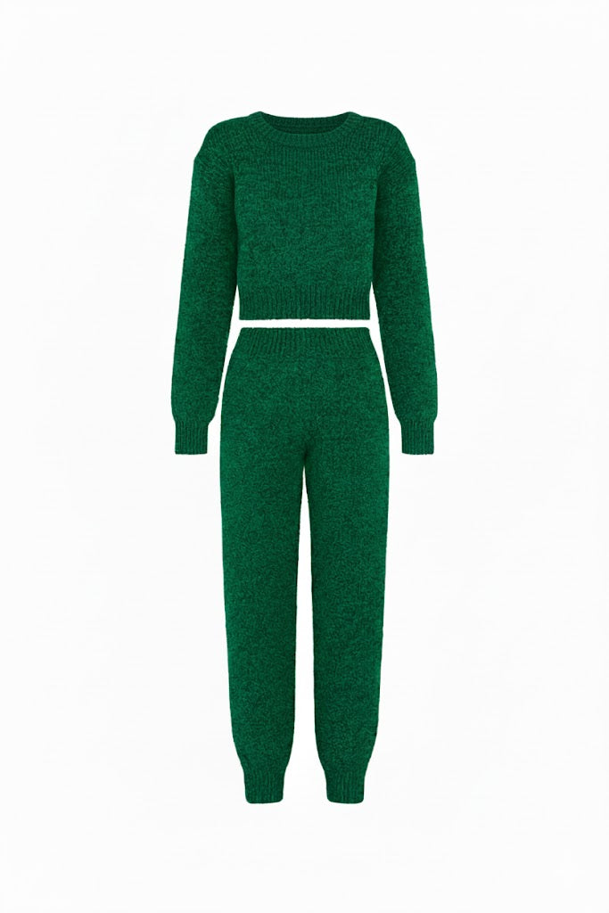 Doğal Dokulu Yeşil Triko Takım