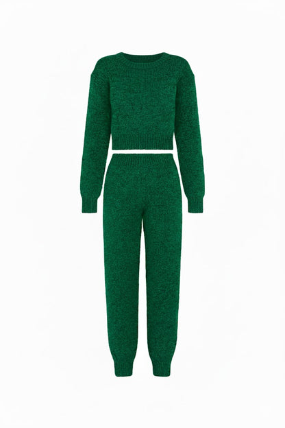 Doğal Dokulu Yeşil Triko Takım