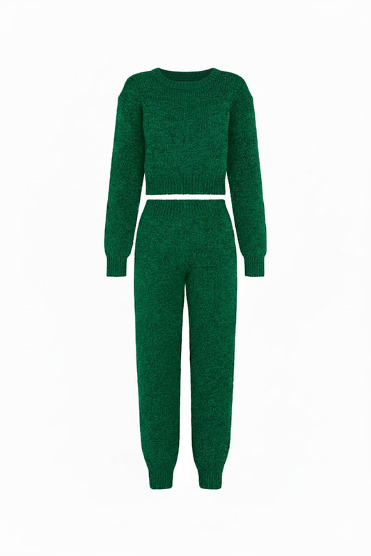 Doğal Dokulu Yeşil Triko Takım