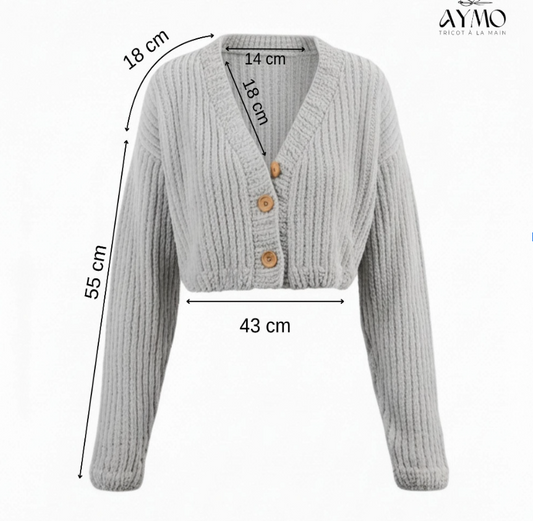 El Yapımı Ultra Yumuşak Kalın Rahat Örgü Kadın Kısa Hırka