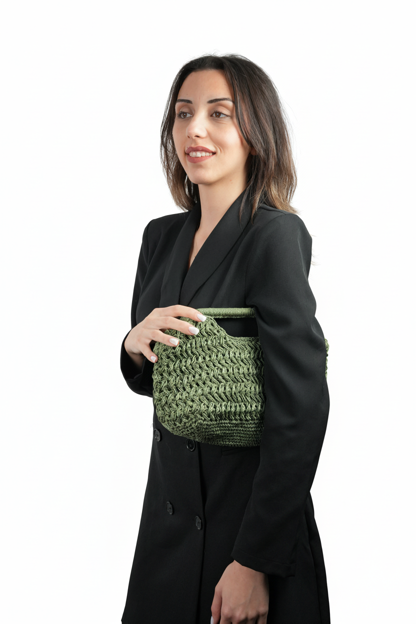 El Yapımı Kağıt İplik Turuncu Mango Model Çanta