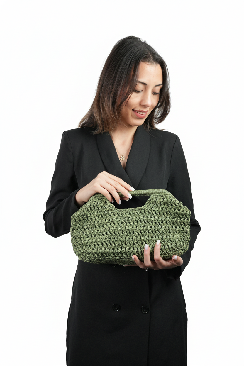 El Yapımı Kağıt İplik Turuncu Mango Model Çanta