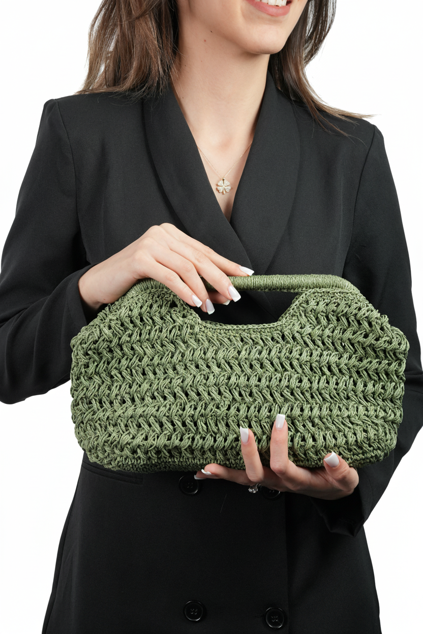 El Yapımı Kağıt İplik Turuncu Mango Model Çanta