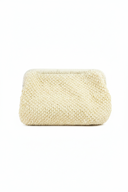 El Yapımı Örgü El ve Makyaj Çantası – Krem Renk Minimal Tasarım