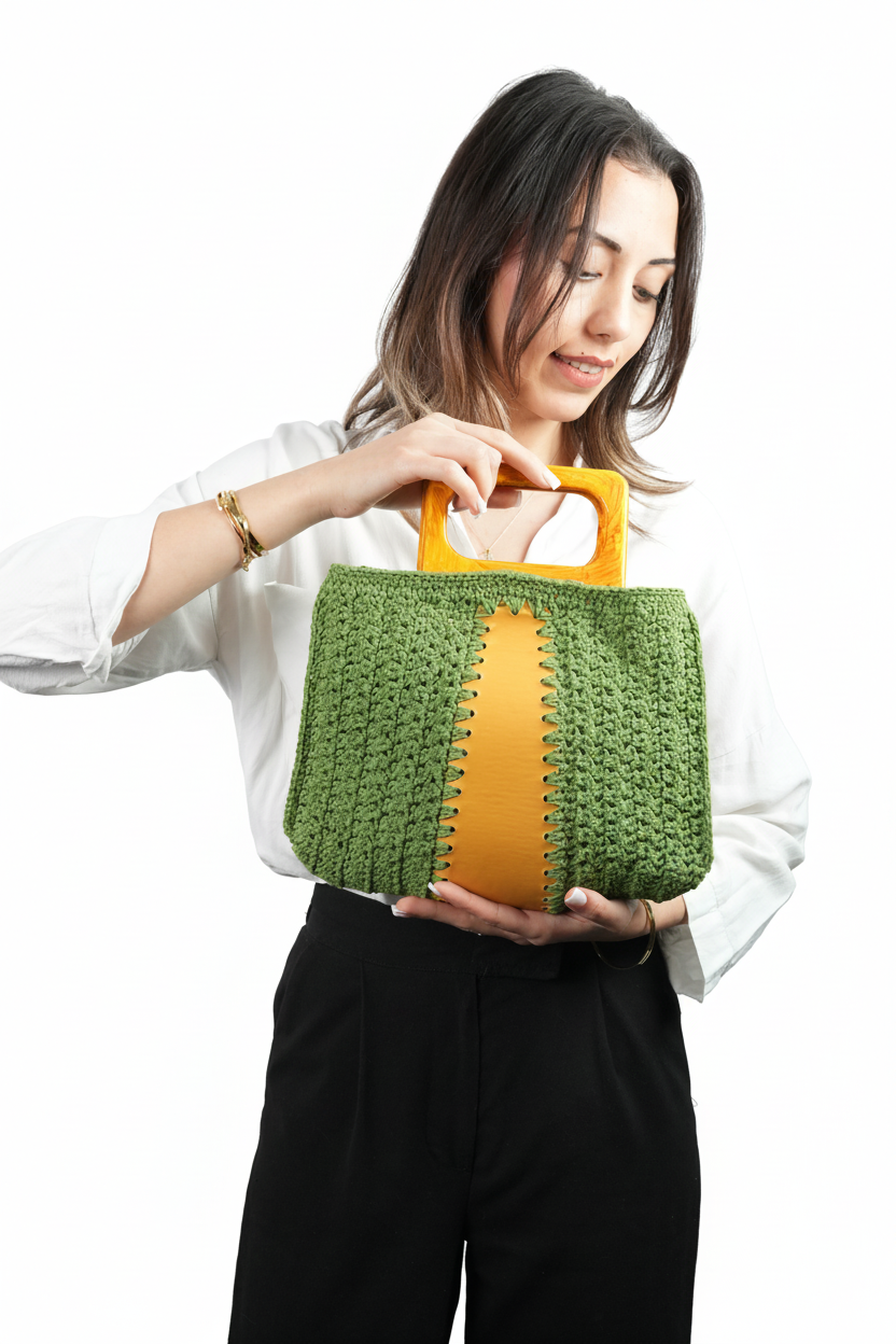 Statement El Yapımı Çanta – Kemik Saplı Kağıt İp & Deri Tasarım