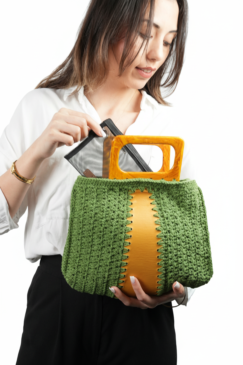 Statement El Yapımı Çanta – Kemik Saplı Kağıt İp & Deri Tasarım